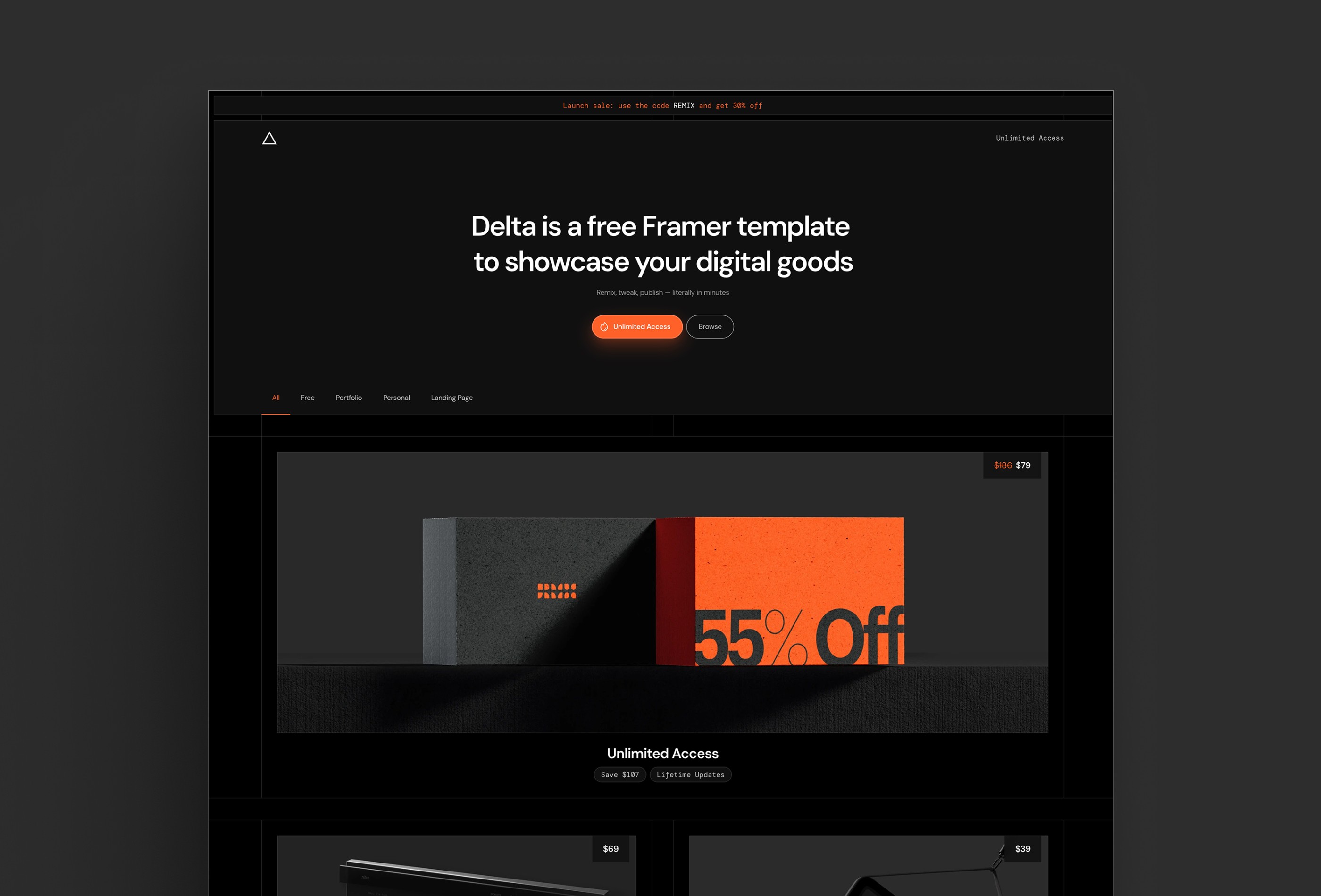 Screenshot 2 for Delta Store, a Framer Marketplace template by Easyfast Portfolio.