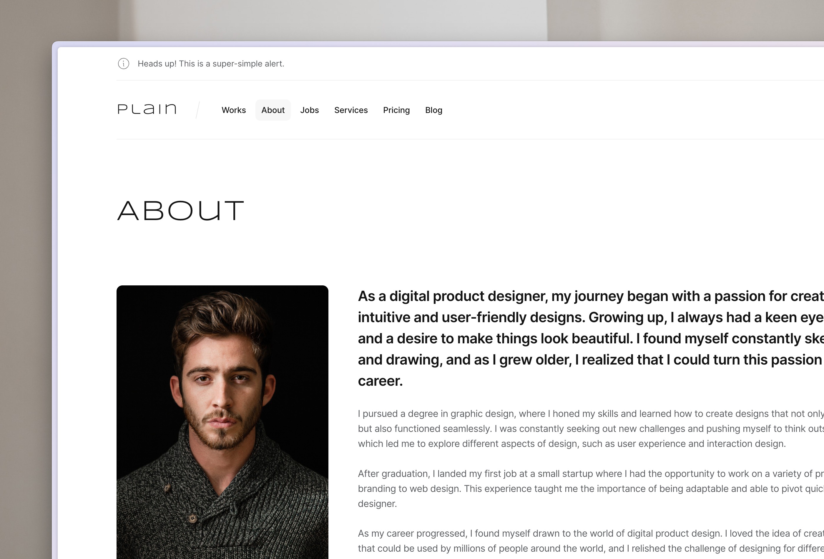 Screenshot 3 for Plain, a Framer Marketplace template by Huseyin Emanet.