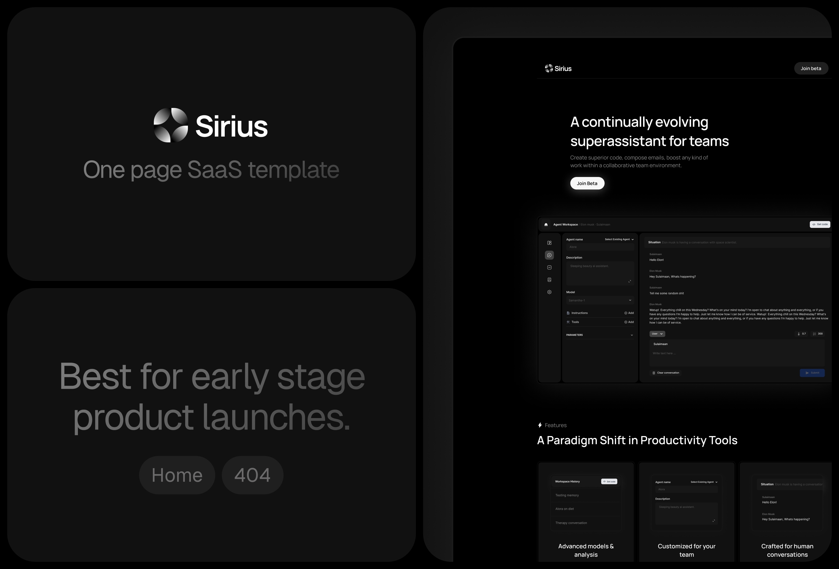 Screenshot 2 for Sirius, a Framer Marketplace template by Sulaimaan Durrani.