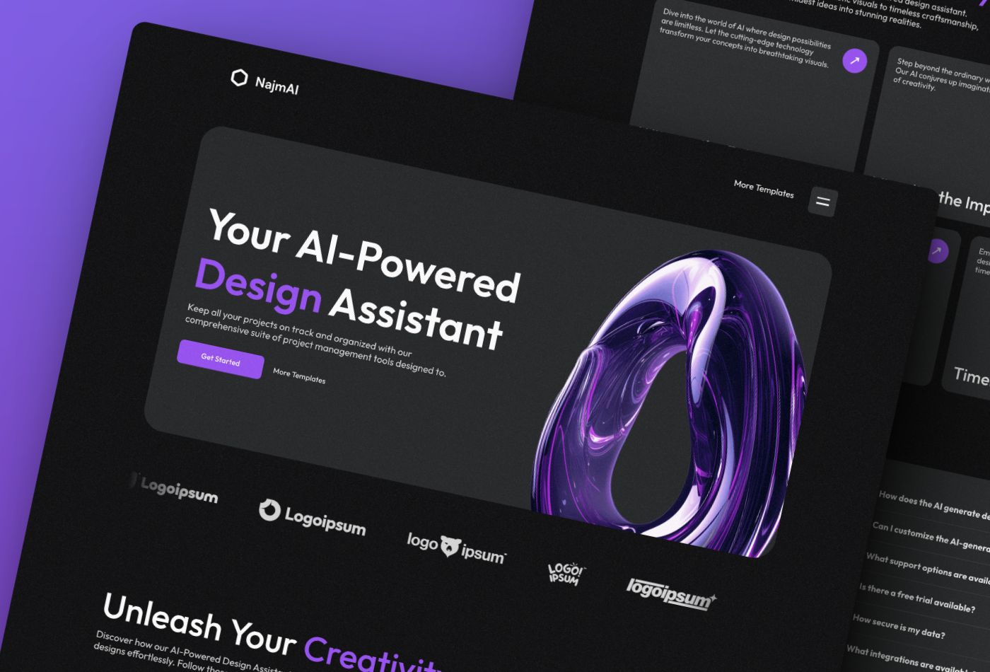 Screenshot 2 for NajmAI, a Framer Marketplace template by Mejed Alkoutaini.