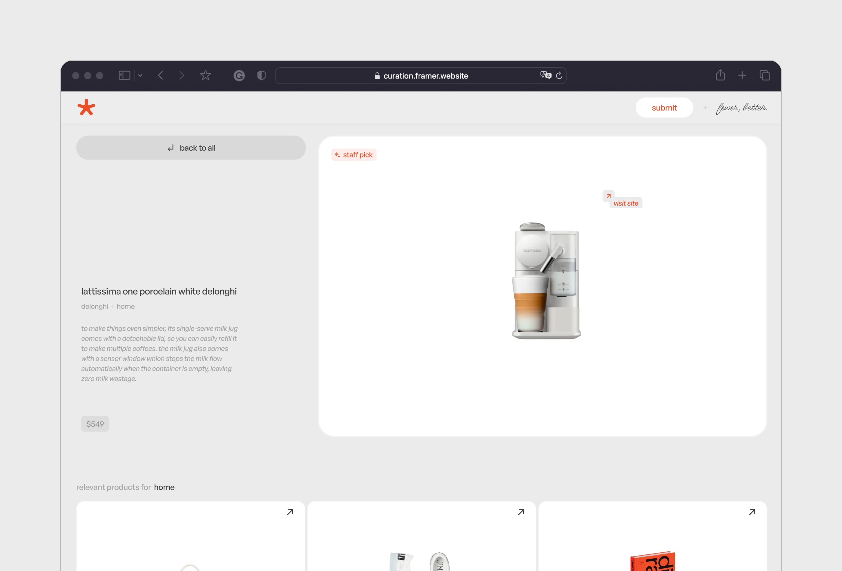 Screenshot 3 for Curation, a Framer Marketplace template by Ali Çorak.