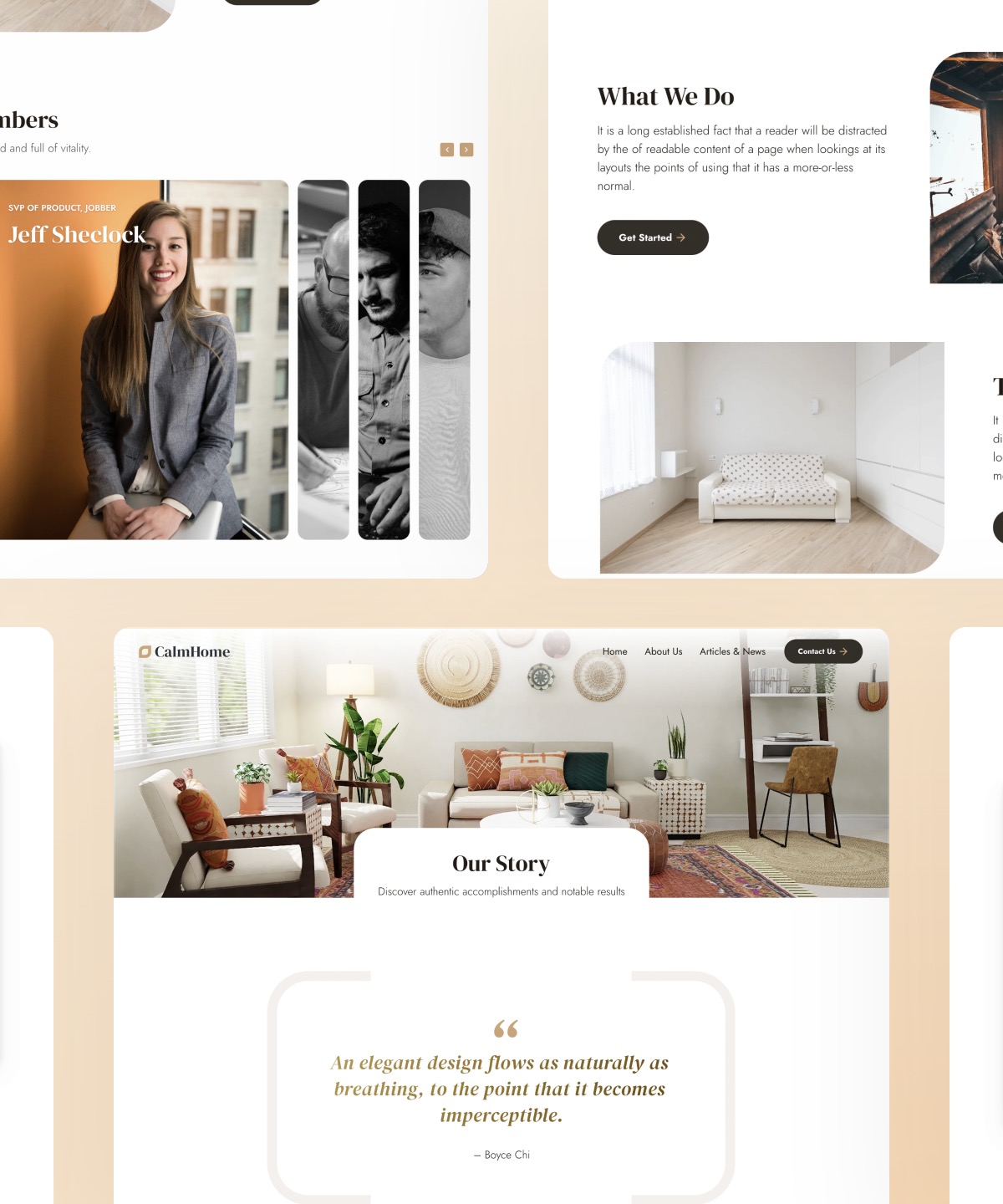 Screenshot 1 for Calmhome, a Framer Marketplace template by Chi Boyce.