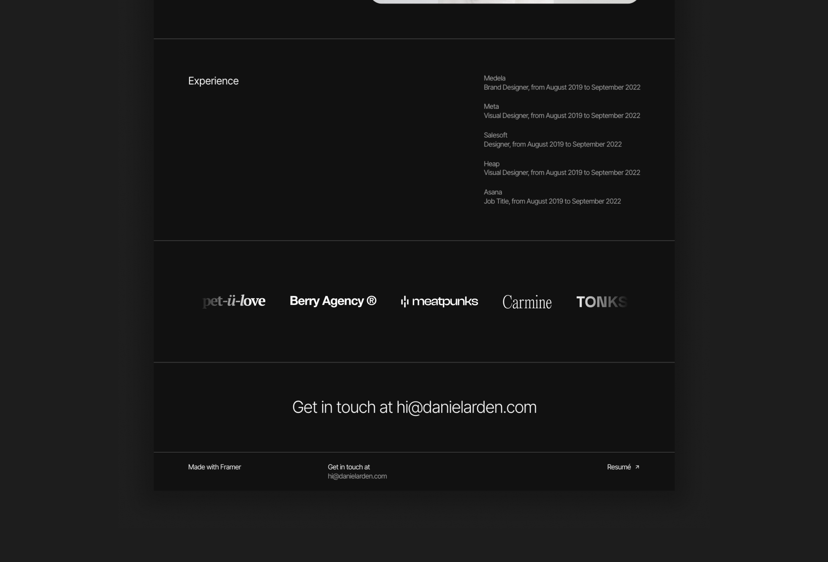 Screenshot 3 for DSGNR, a Framer Marketplace template by Thaymisan C.