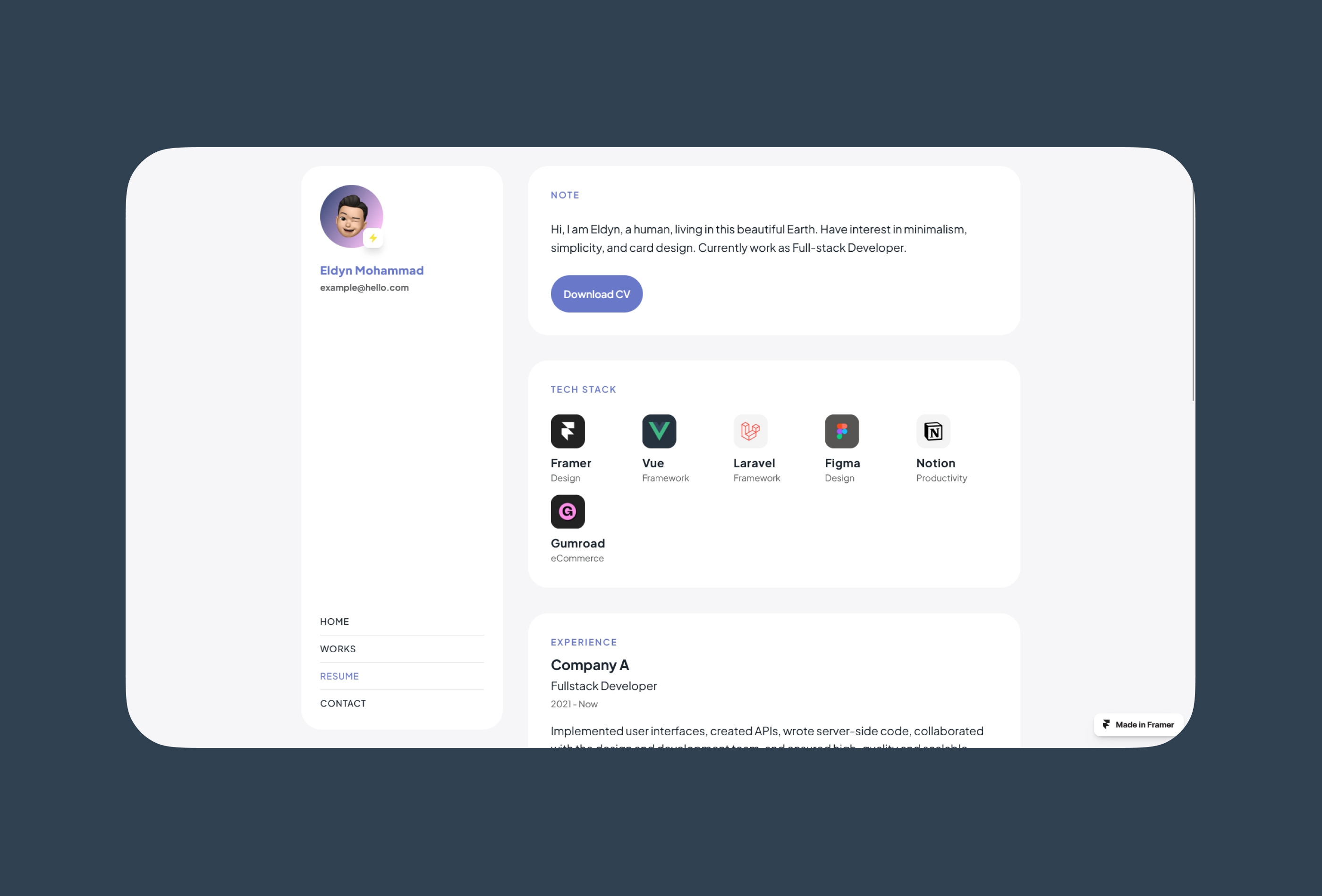 Screenshot 3 for Dashby, a Framer Marketplace template by Eldyn Mohammad.