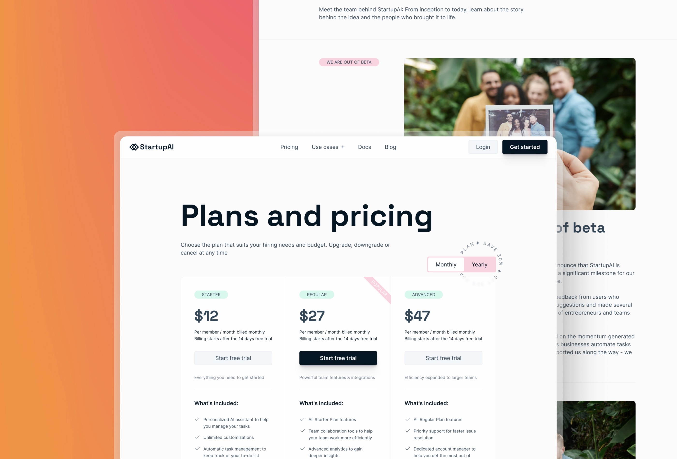 Screenshot 3 for StartupAI, a Framer Marketplace template by Daniela.