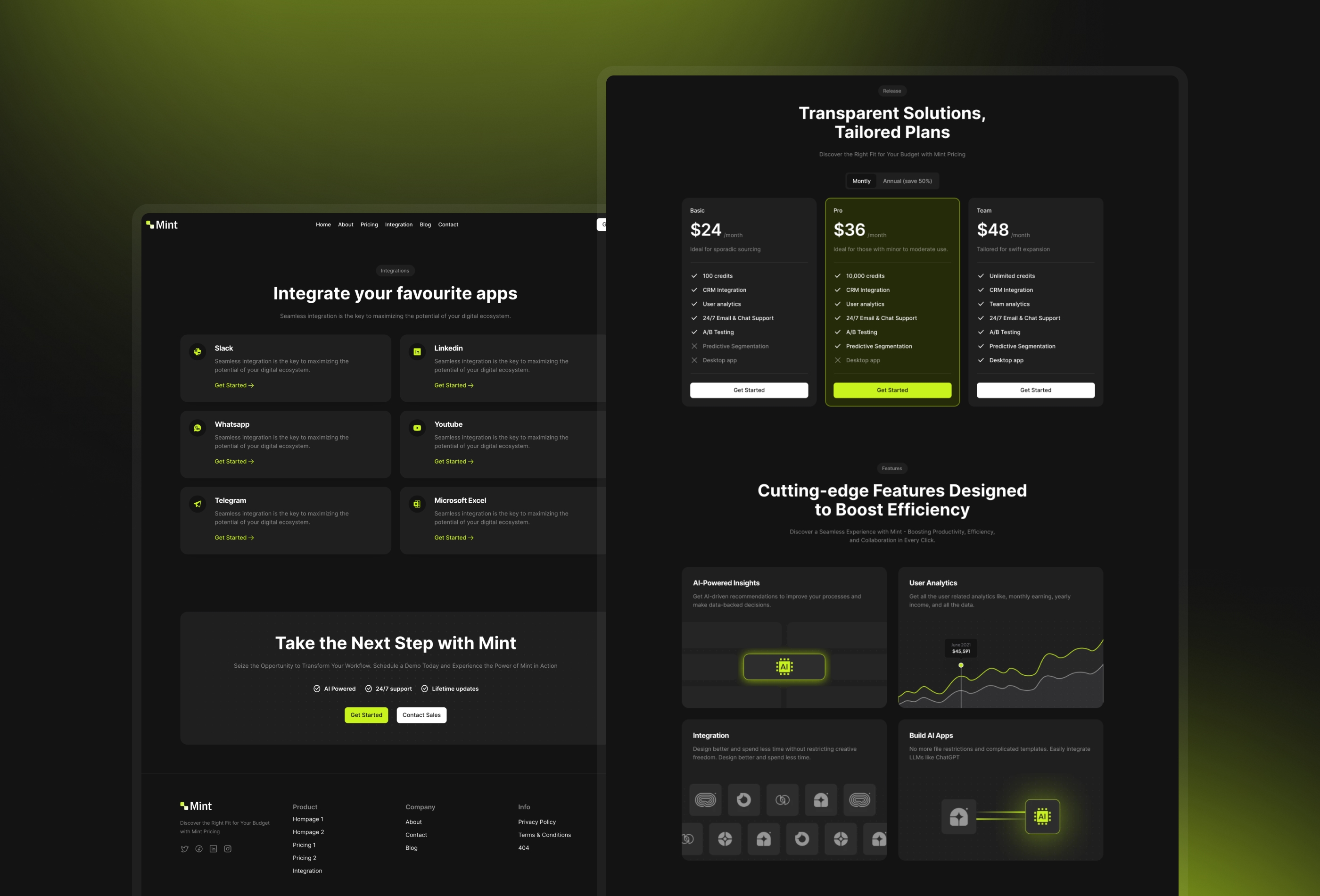 Screenshot 3 for Mint, a Framer Marketplace template by Ninja Designs.