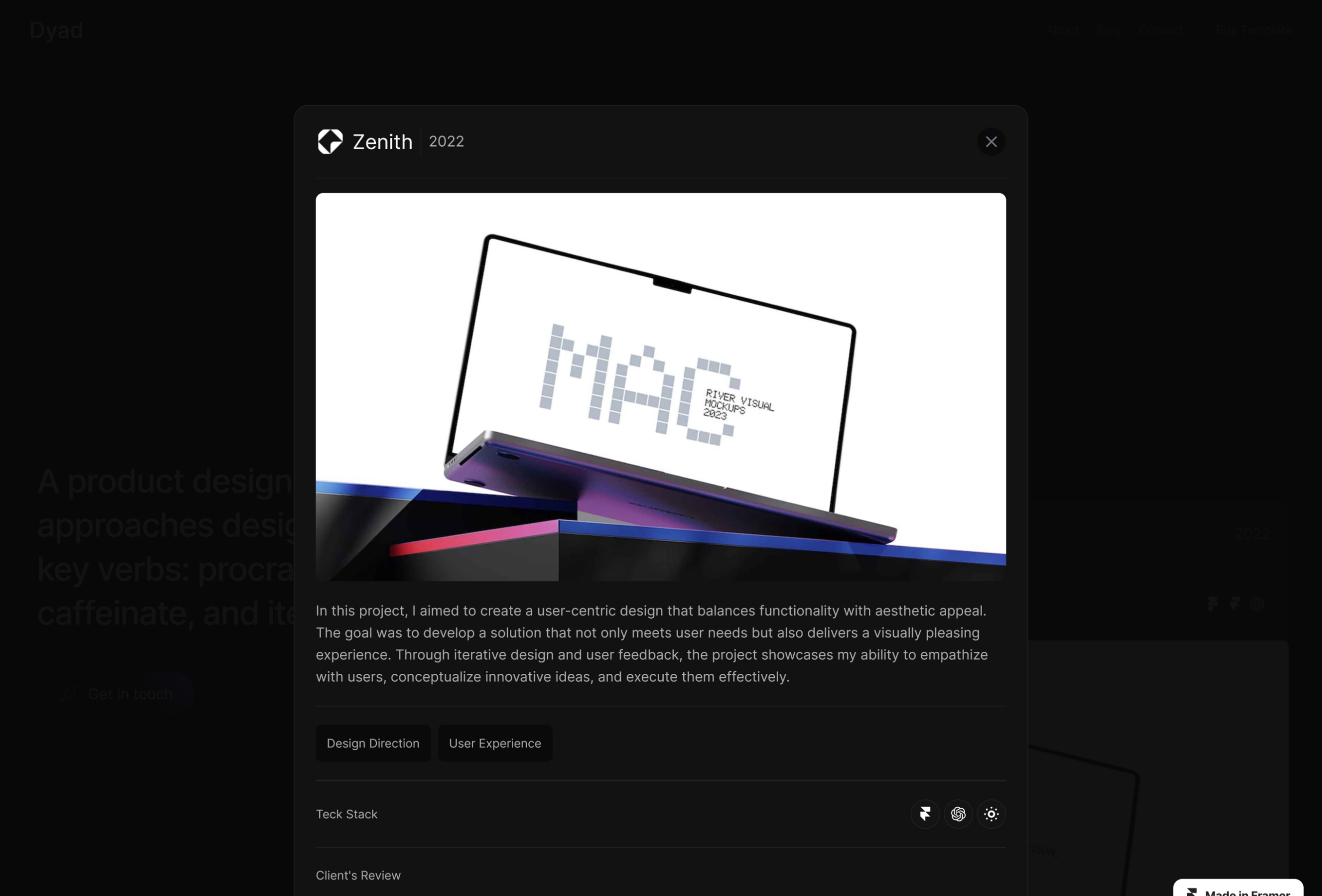 Screenshot 2 for Dyad, a Framer Marketplace template by Noman.