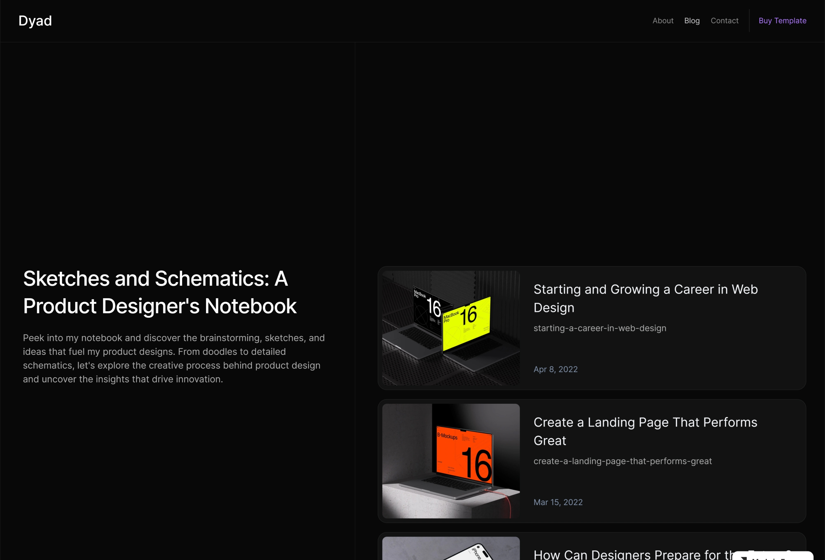Screenshot 3 for Dyad, a Framer Marketplace template by Noman.