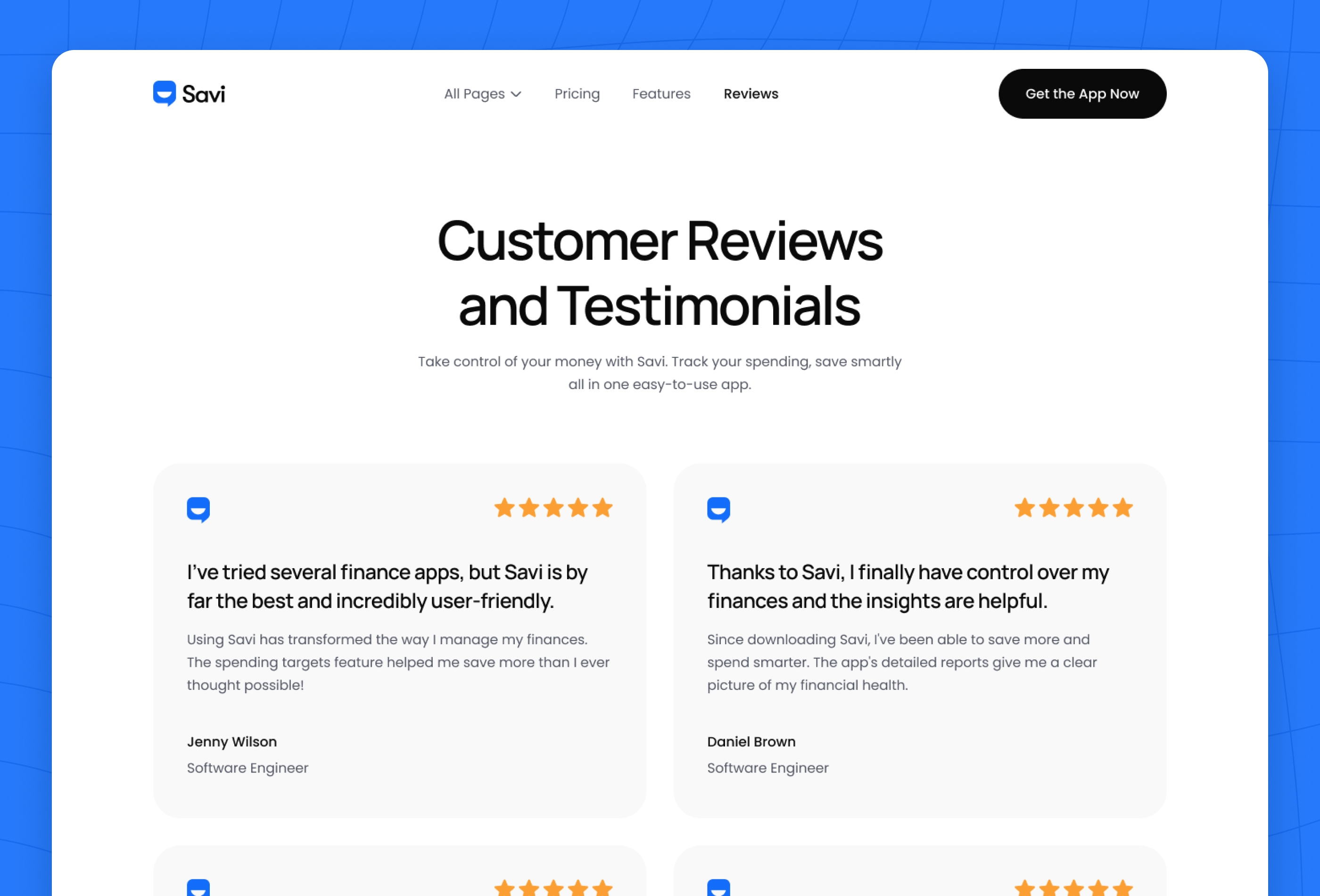 Screenshot 2 for Savi, a Framer Marketplace template by Framerbite.