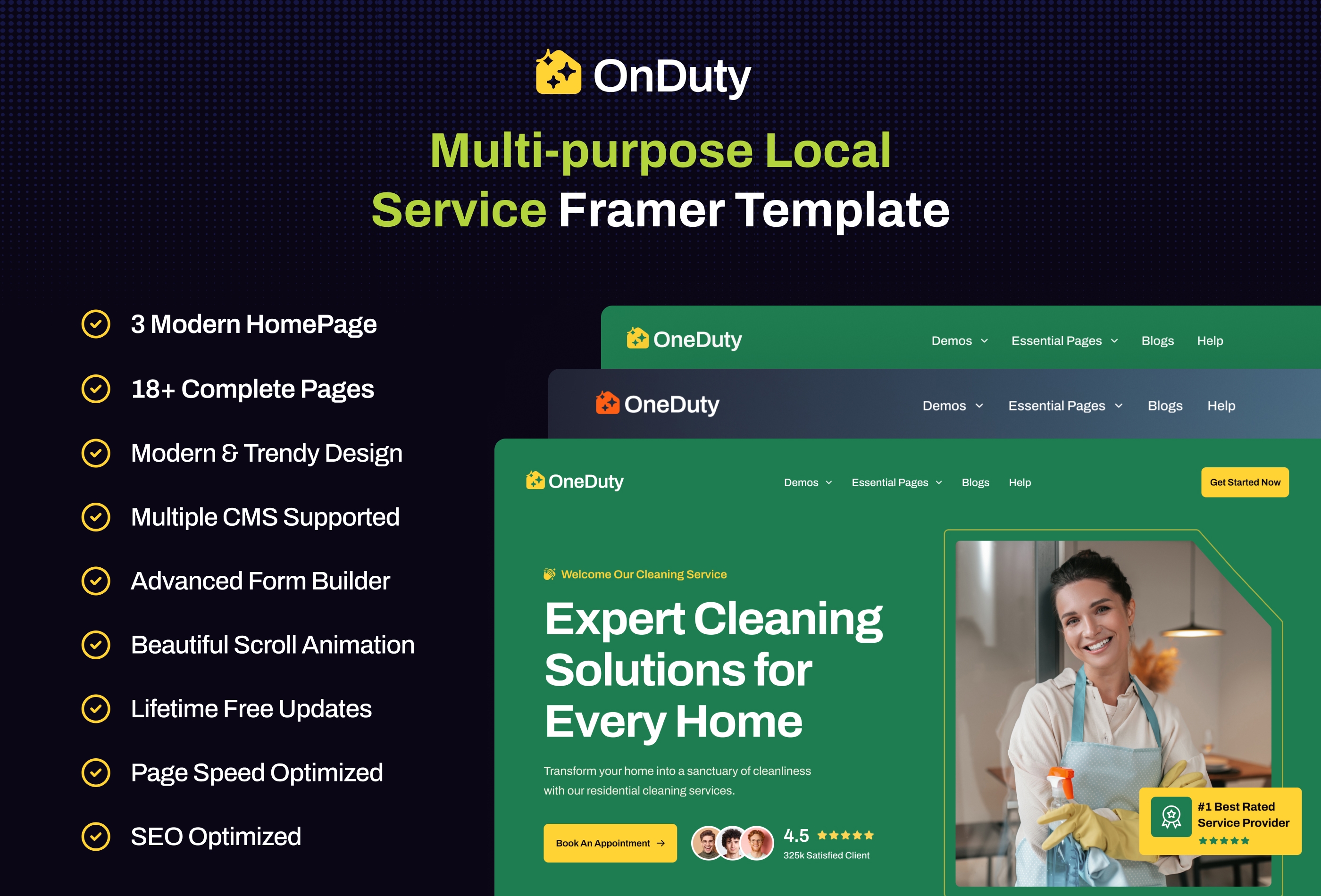 Screenshot 2 for OnDuty, a Framer Marketplace template by FramerDevs.