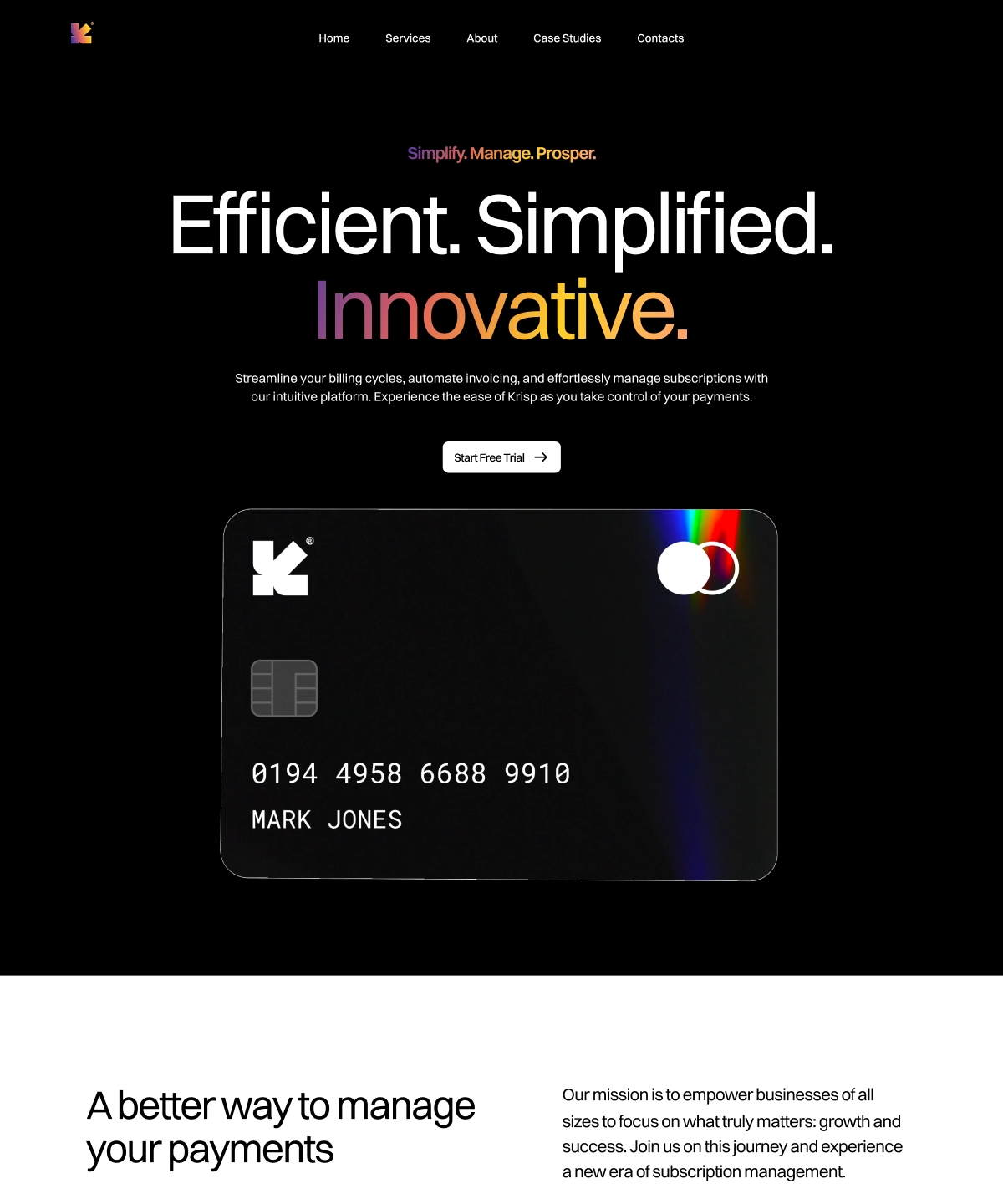 Screenshot 1 for Krisp, a Framer Marketplace template by Olha Mazuryk.