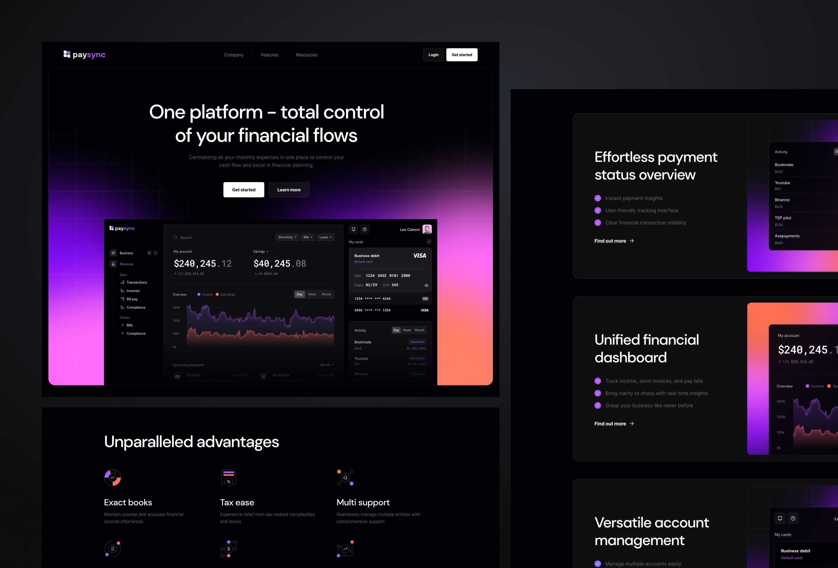 Screenshot 2 for Paysync, a Framer Marketplace template by Implse.