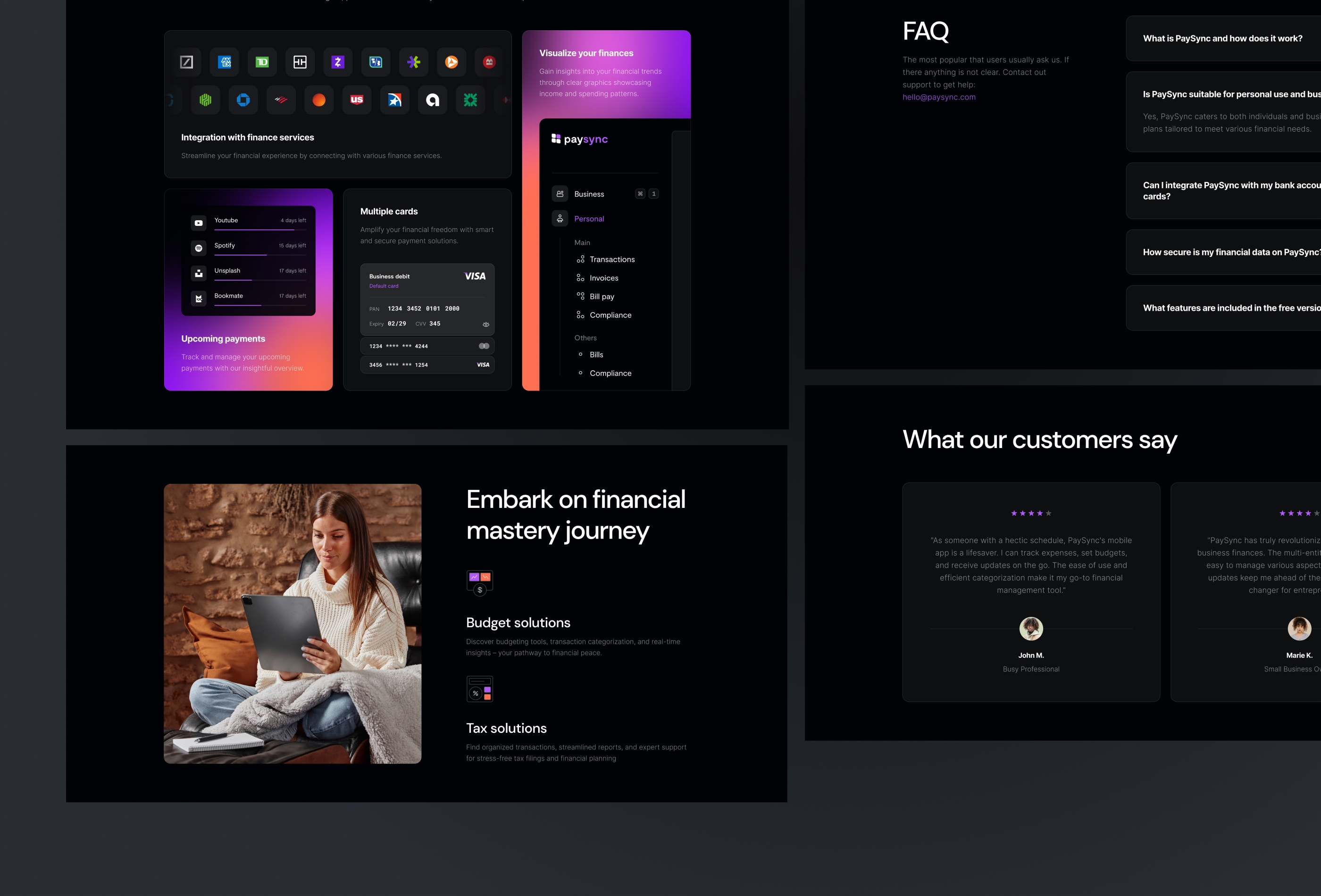 Screenshot 4 for Paysync, a Framer Marketplace template by Implse.