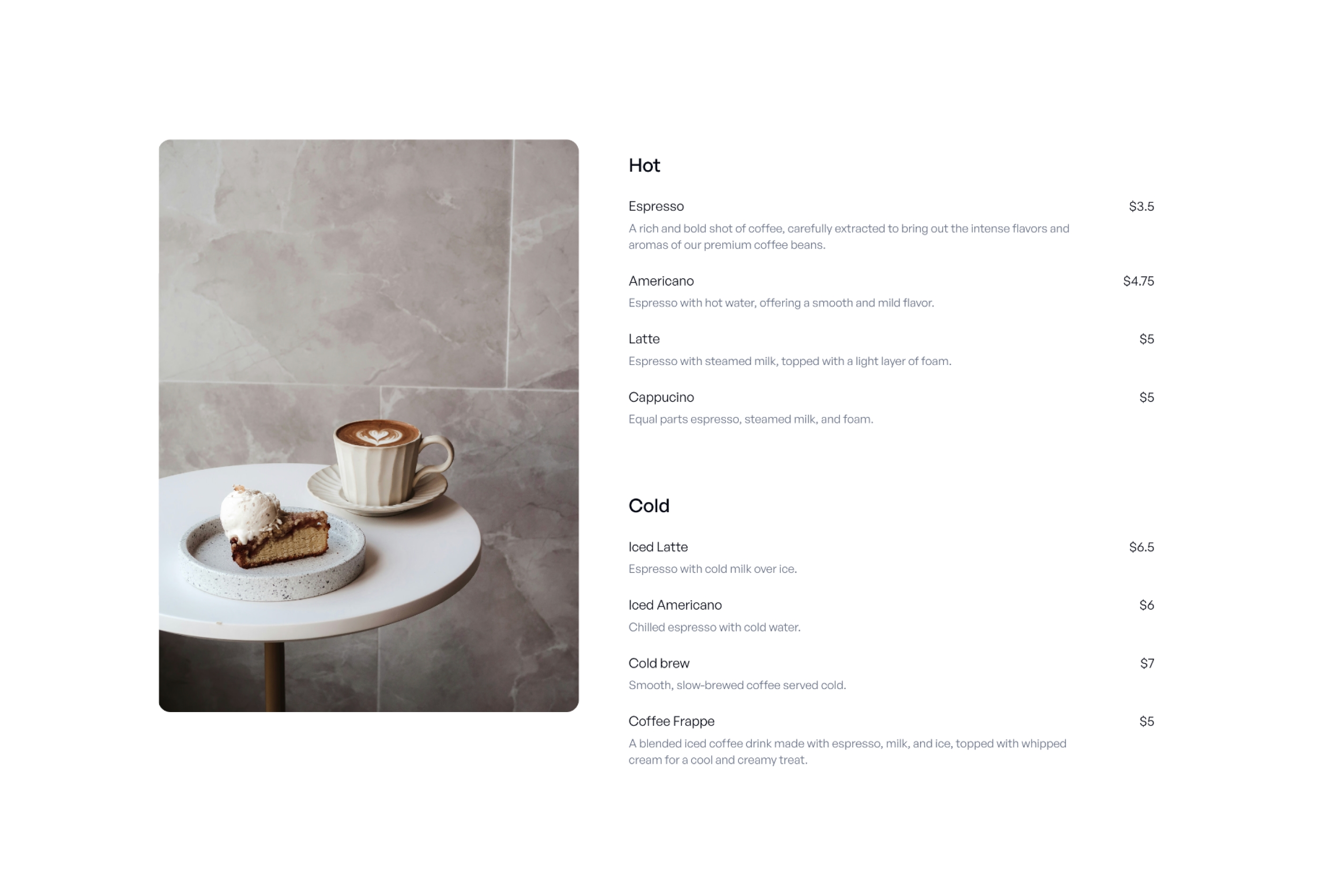 Screenshot 4 for Latteart, a Framer Marketplace template by Ogulsona Charyyeva.