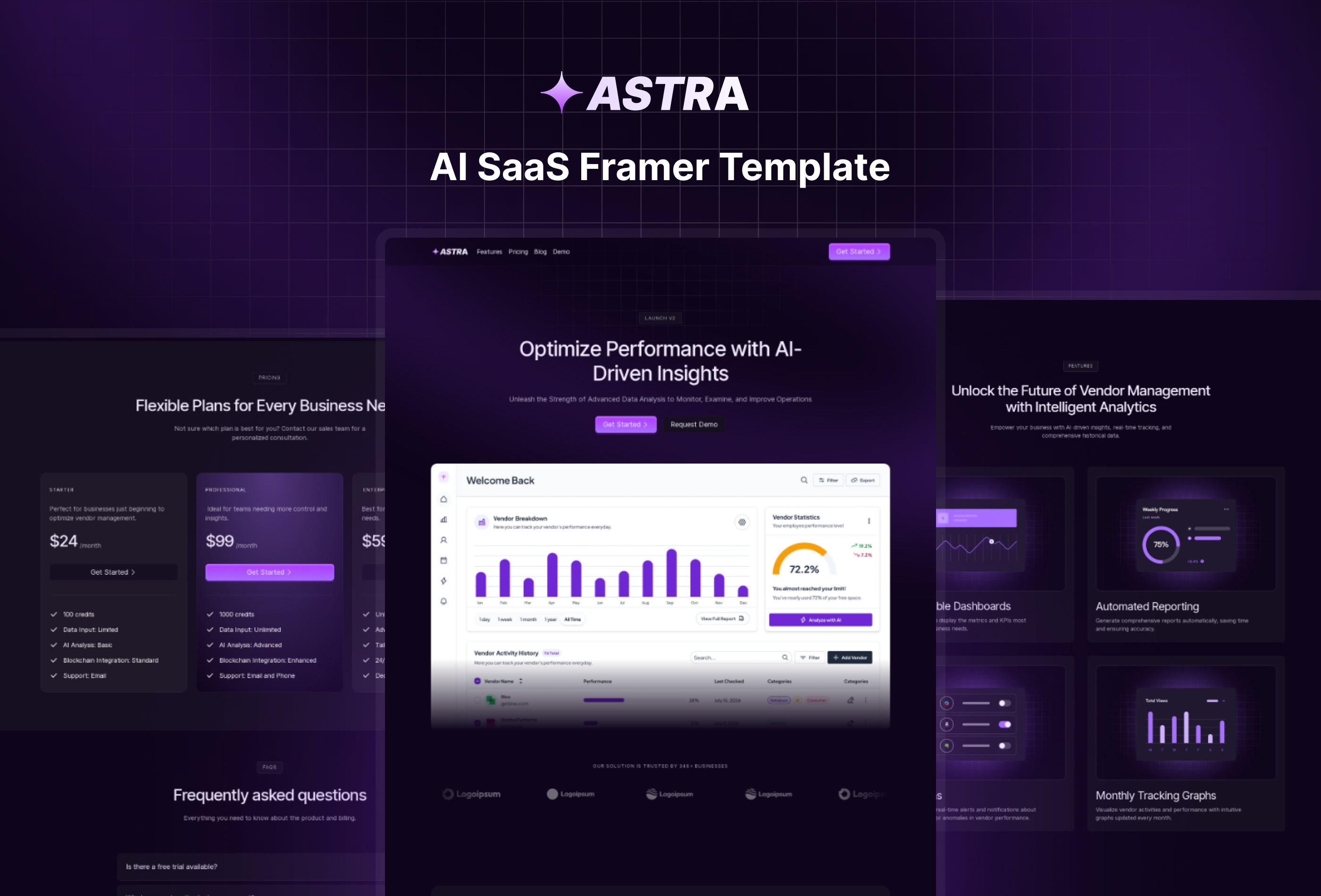 Screenshot 1 for Astra , a Framer Marketplace template by Ninja Designs.