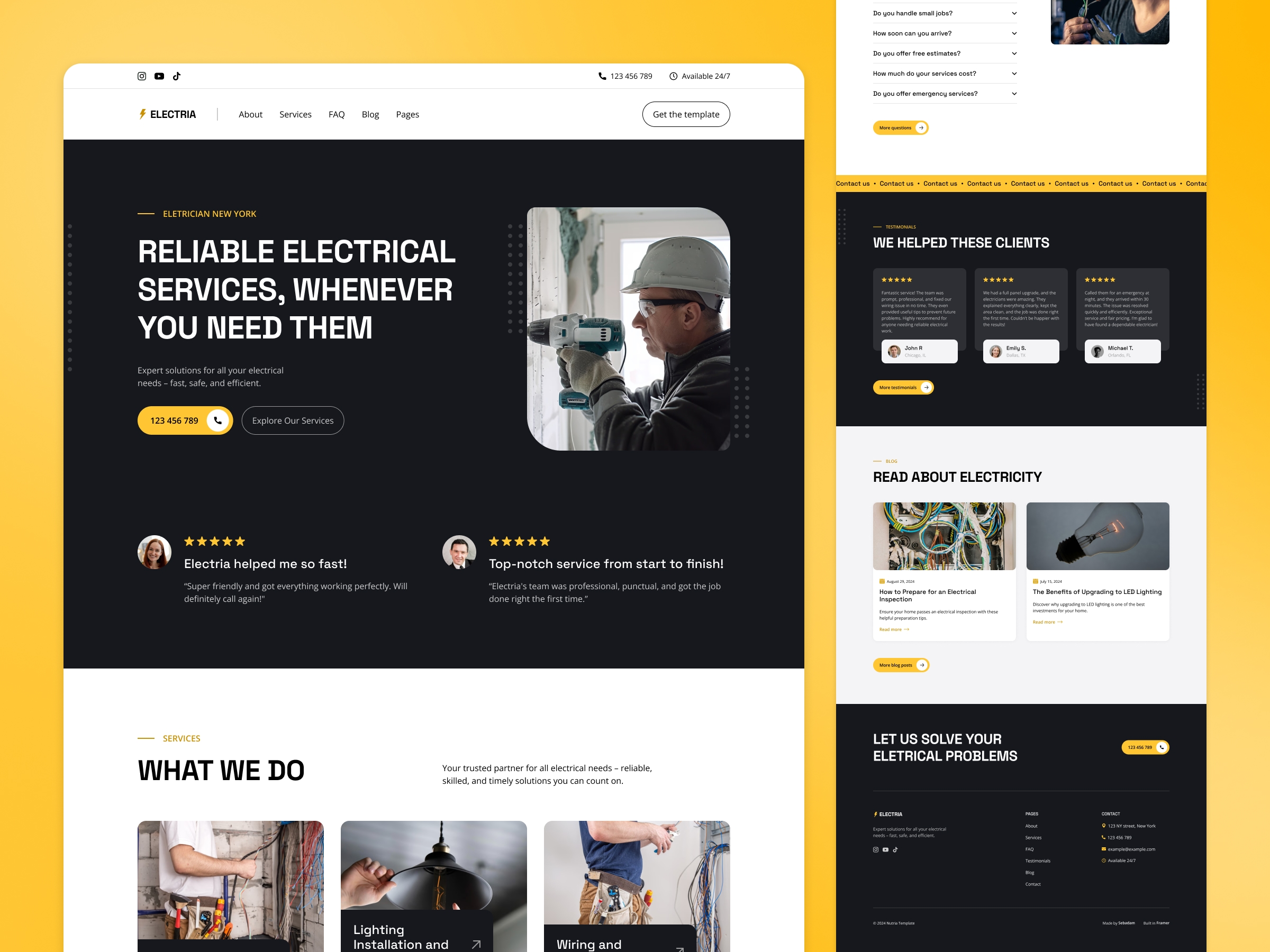 Thumbnail 2 for Electria, a Framer Marketplace template by Adam Sebesta.
