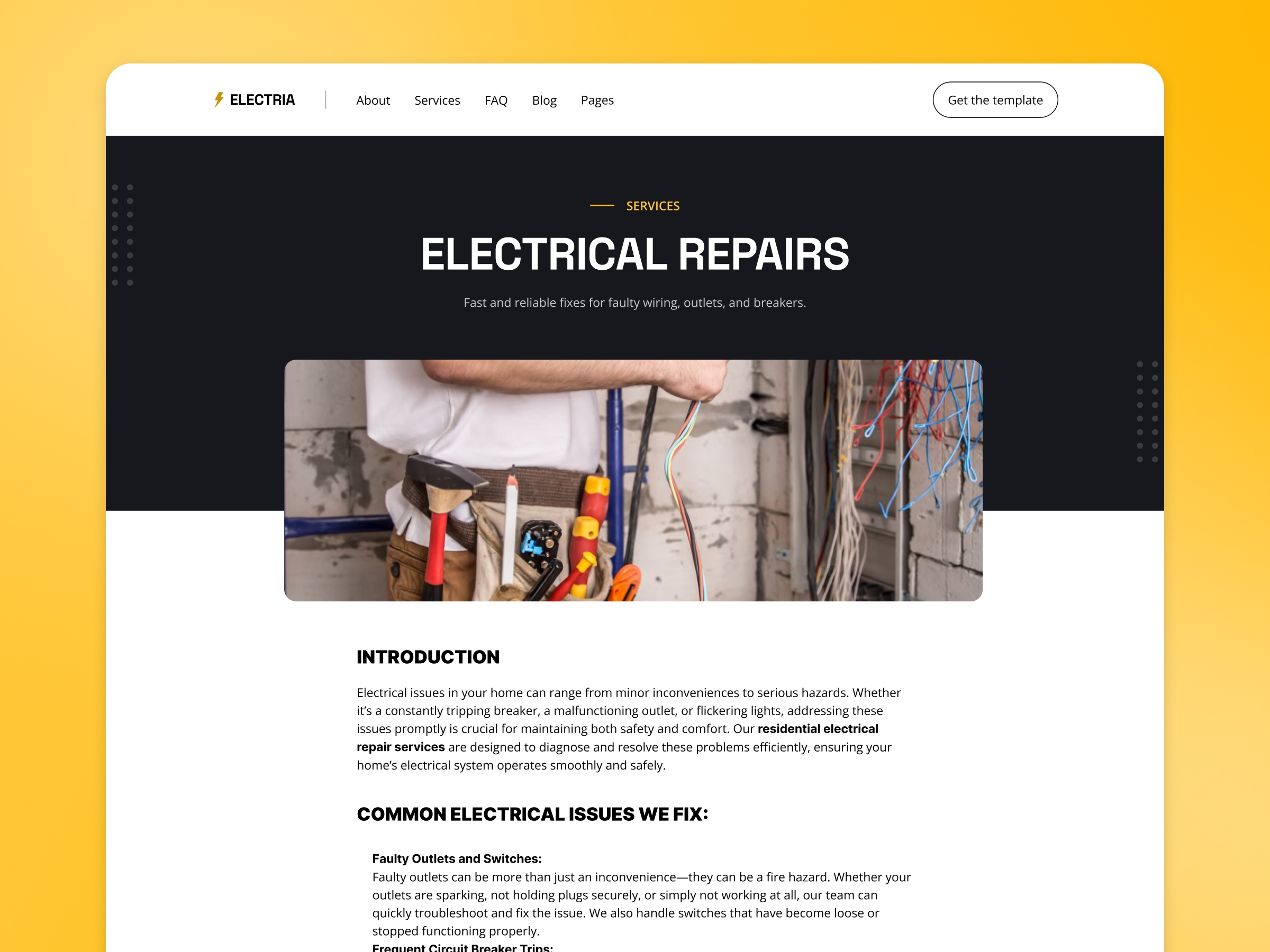 Screenshot 3 for Electria, a Framer Marketplace template by Adam Sebesta.