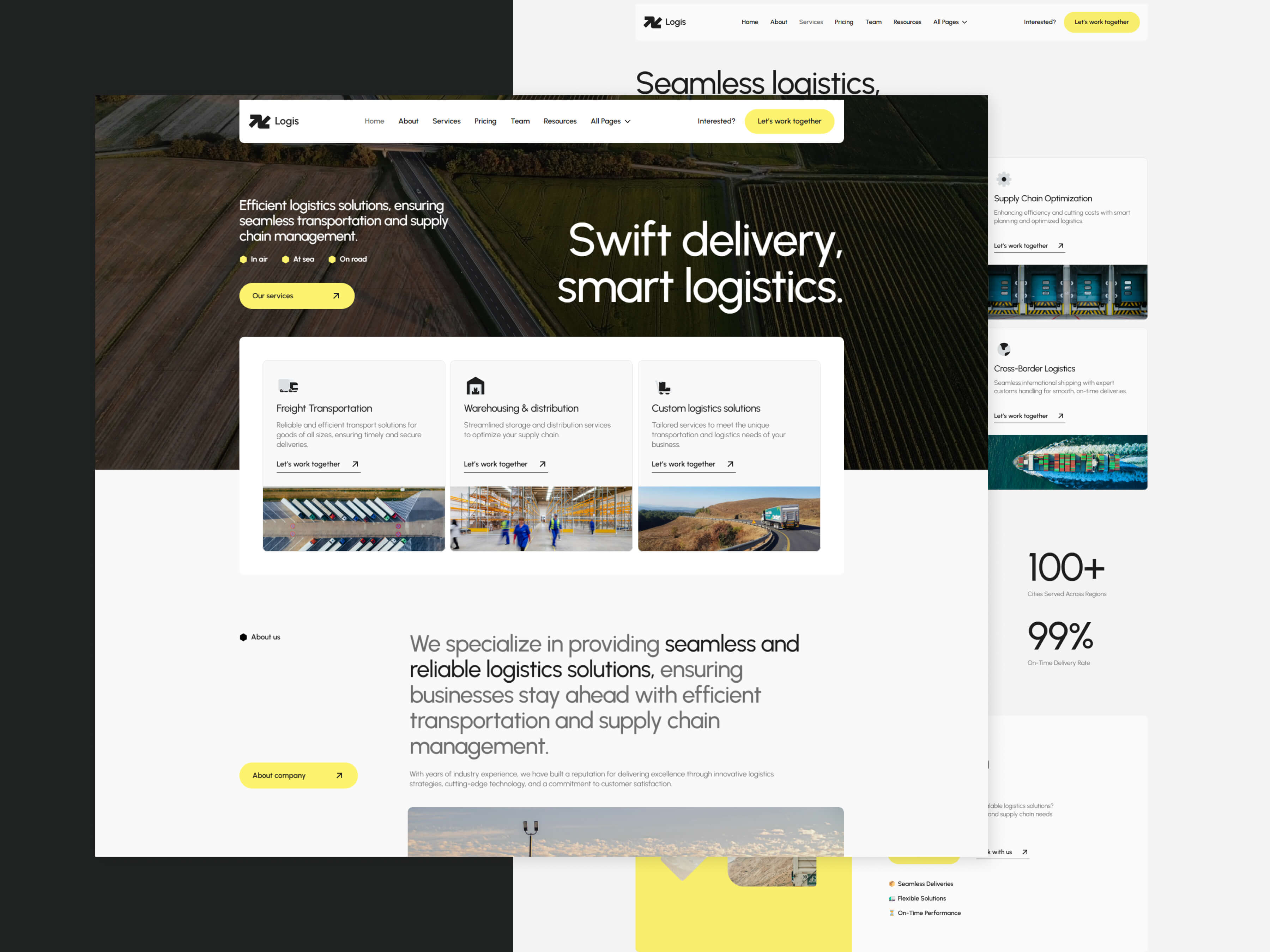 Screenshot 2 for Logis, a Framer Marketplace template by fourtwelve.